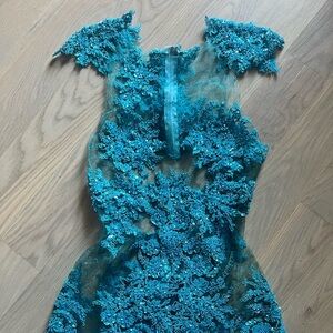 Custom made Glamorous Teal lace Romper